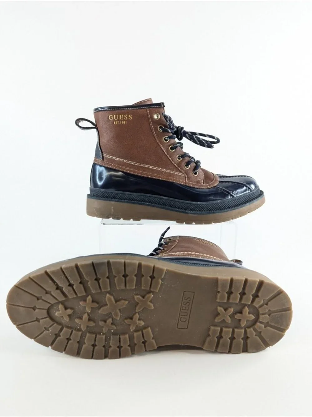 Guess Duck Boots Mens 9 Womens 10 Brown Waterproof Winter Snow Rain Shoes - Picture 4 of 9